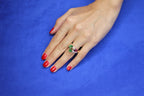 Diamond Green Tsavorite Rubellite Pink Tourmaline Cocktail 18 Karat Gold Ring