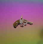 Diamond Gun Revolver Tiger's Eye Gem 18 Karat Rose Gold Necklace Pendant Charm