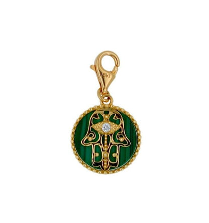 Diamond Hamsa Hand Mystic Protection Palm Symbol Evil Eye 18 Karat Yellow Gold M