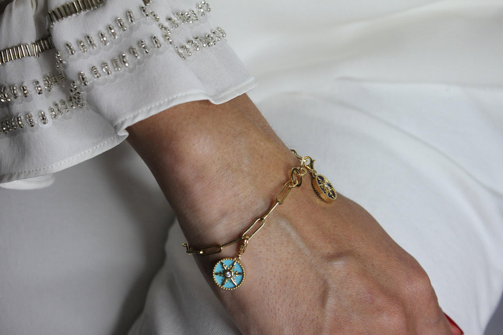 Diamond Hamsa Hand Mystic Protection Palm Symbol Evil Eye 18 Karat Yellow Gold M