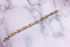 Diamond Horse Shoe Pave Link Layered Rope Fashion 14 Karat Yellow Gold Bracelet