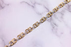 Diamond Horse Shoe Pave Link Layered Rope Fashion 14 Karat Yellow Gold Bracelet