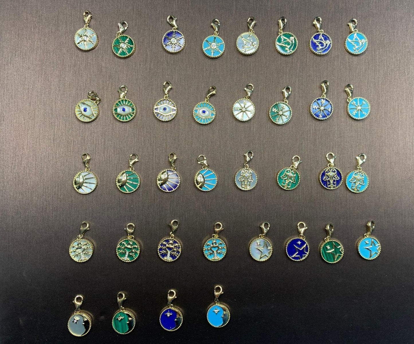 diamond lunar moon celestial star sky gold blue lapis lazuli medallion pendant