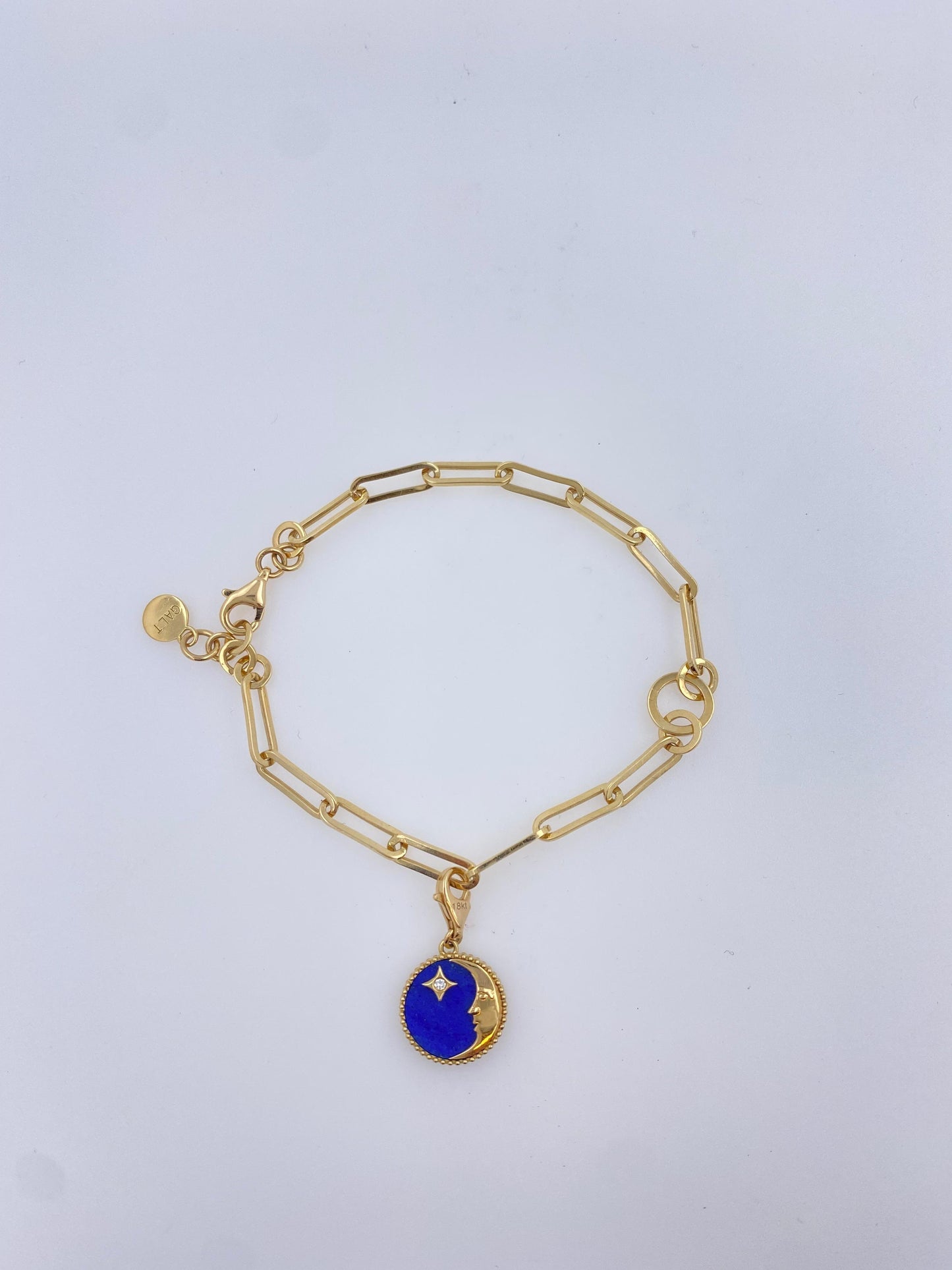 diamond lunar moon celestial star sky gold blue lapis lazuli medallion pendant