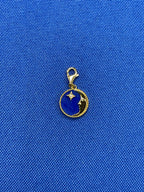 Diamond Lunar Moon Celestial Star Sky Gold Blue Lapis Lazuli Medallion Pendant