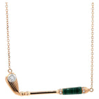 Diamond Malachite Golf Club Birdie Charm 18 Karat Yellow Gold Necklace Pendant