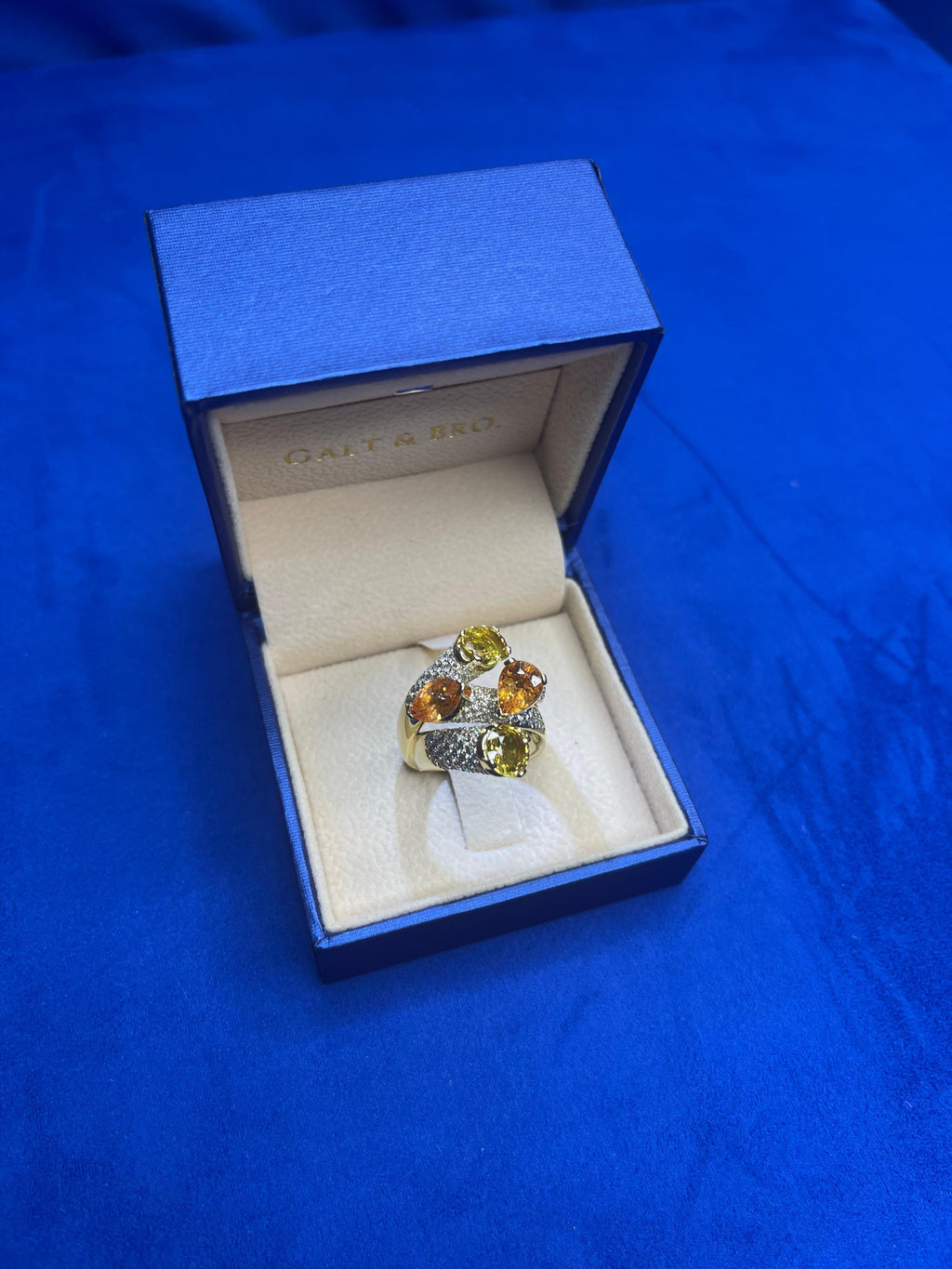 Diamond Orange Yellow Sapphire Cocktail Luxury Unique 18 Karat Yellow Gold Ring