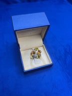 Diamond Orange Yellow Sapphire Cocktail Luxury Unique 18 Karat Yellow Gold Ring