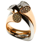 Гауһар тасты төсем шоғыры пішінді тау шыңдары ерекше 18 караттық раушан түсті ақ алтын сақина
