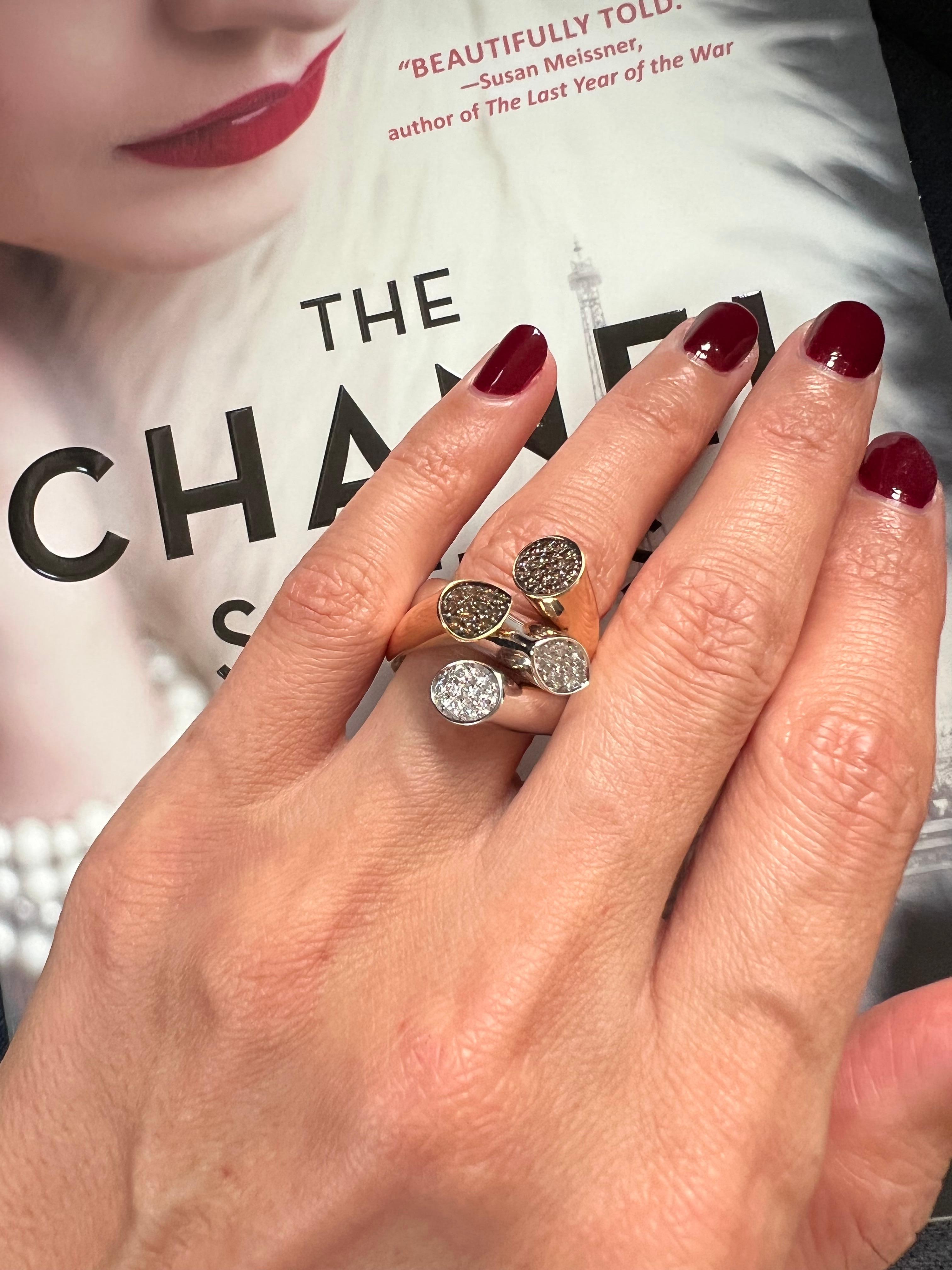 Diamond Pave Cluster Shape Mountain Peaks Unique 18 Karat Rose White Gold Ring