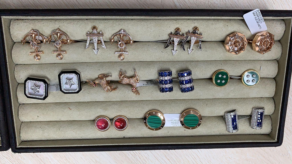 Diamond Pave Luxury Sharp Bullet 18 Karat Solid Gold Statement Unique Cufflinks