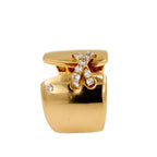 Diamond Pave Wide X Cross Chunky Cocktail Signet Band 14 Karat Yellow Gold Ring