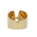 Diamond Pave Wide X Cross Chunky Cocktail Signet Band 14 Karat Yellow Gold Ring