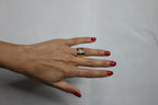 Diamond Pave Wide X Cross Chunky Cocktail Signet Band 14 Karat Yellow Gold Ring