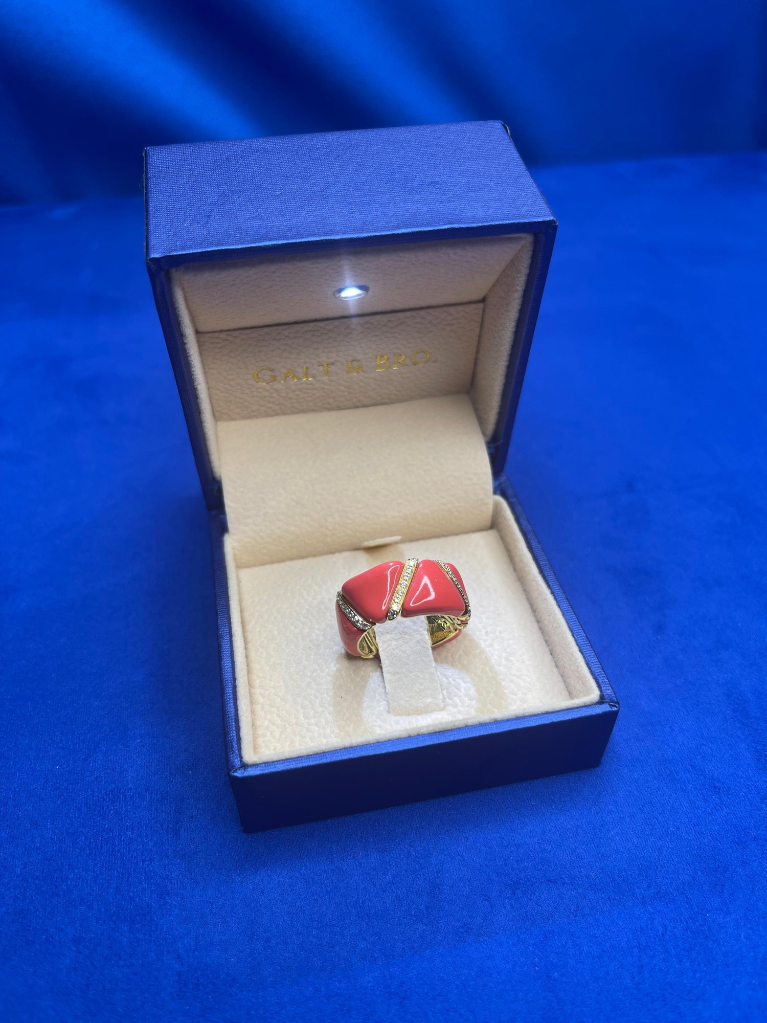 Diamond Red Coral Enamel Flexible Eternity Band 18 Karat Yellow Gold Unique Ring