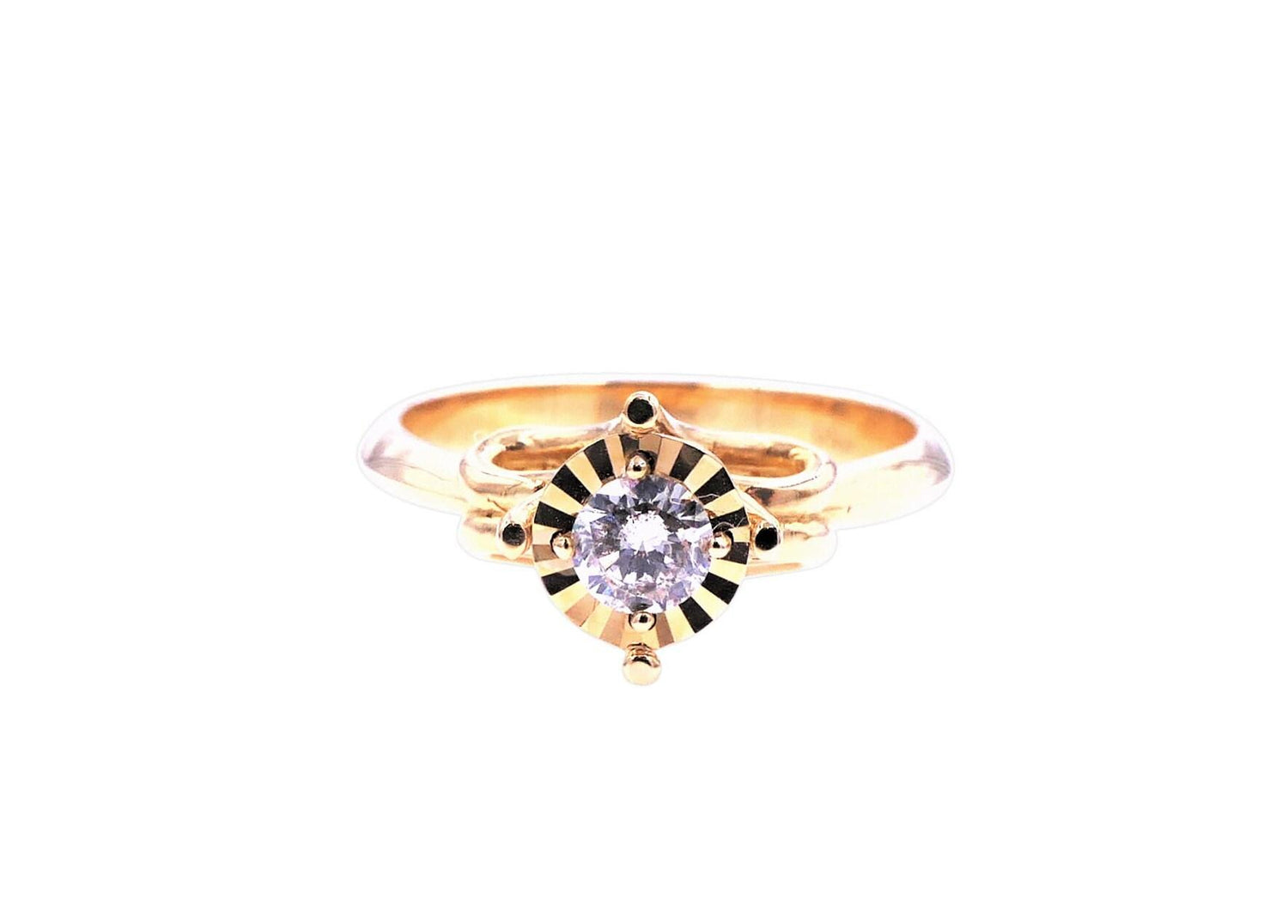 Diamond Round Brilliant Cut Silvery Grey Solitaire 18 Karat Yellow Gold Vintage 