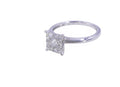 Diamond Square Halo Pave үйлену тойына арналған коктейль 14 каратты ақ алтын сақина