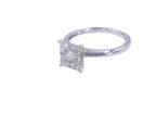 Diamond Square Halo Pave үйлену тойына арналған коктейль 14 каратты ақ алтын сақина
