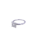 Diamond Square Halo Pave үйлену тойына арналған коктейль 14 каратты ақ алтын сақина