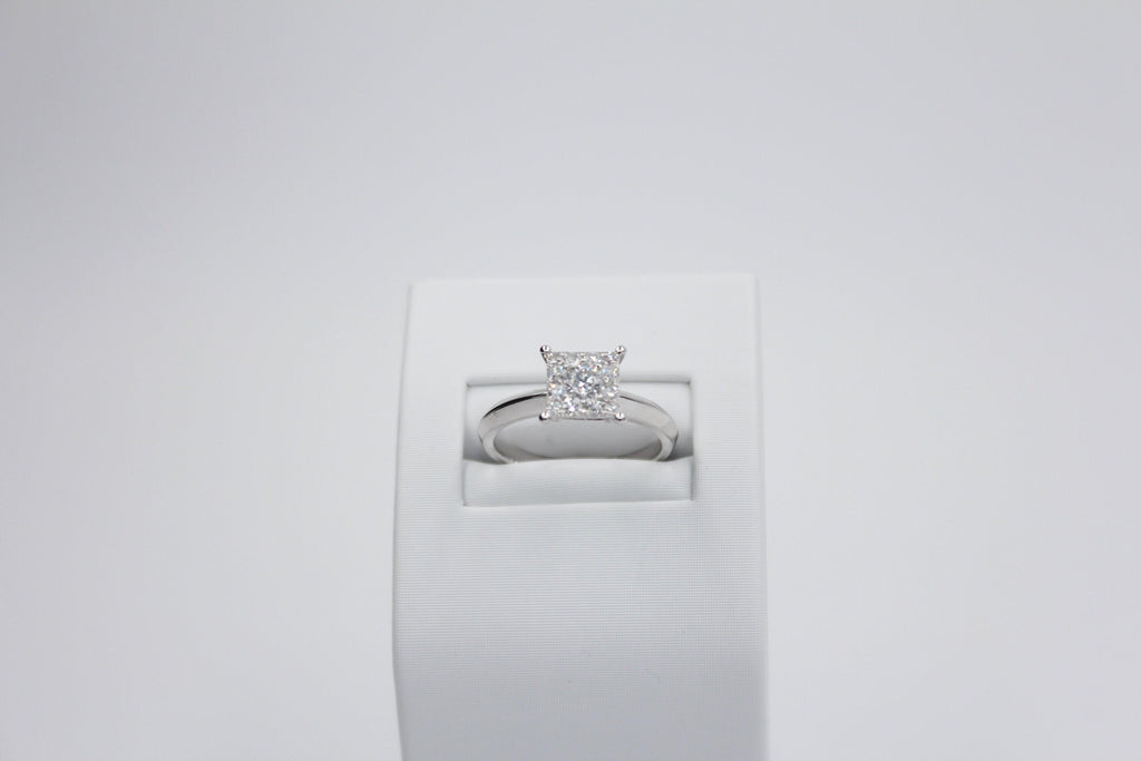Diamond Square Halo Pave үйлену тойына арналған коктейль 14 каратты ақ алтын сақина