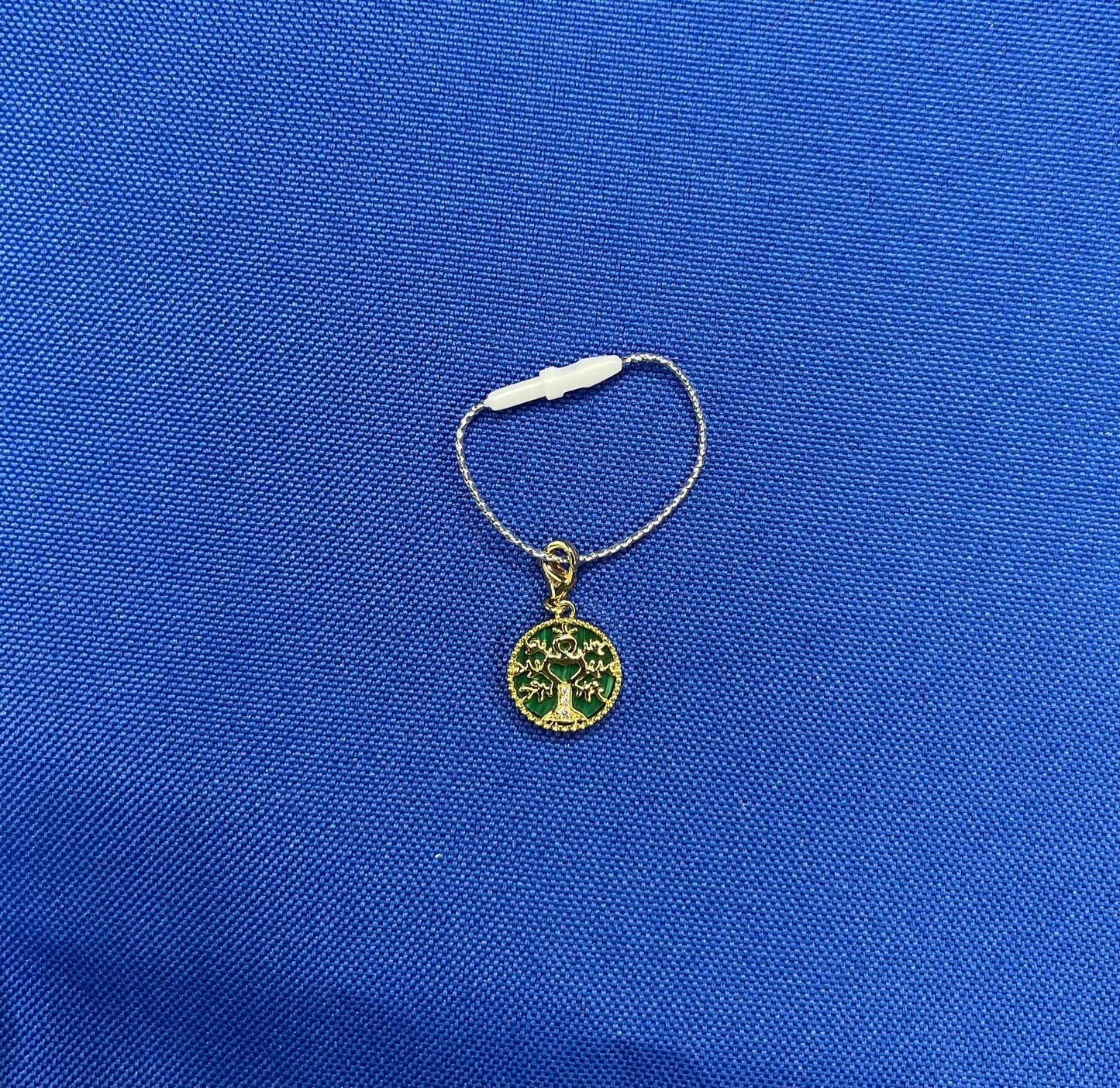 diamond tree of life nature floral flower green malachite medallion charm 18k ye