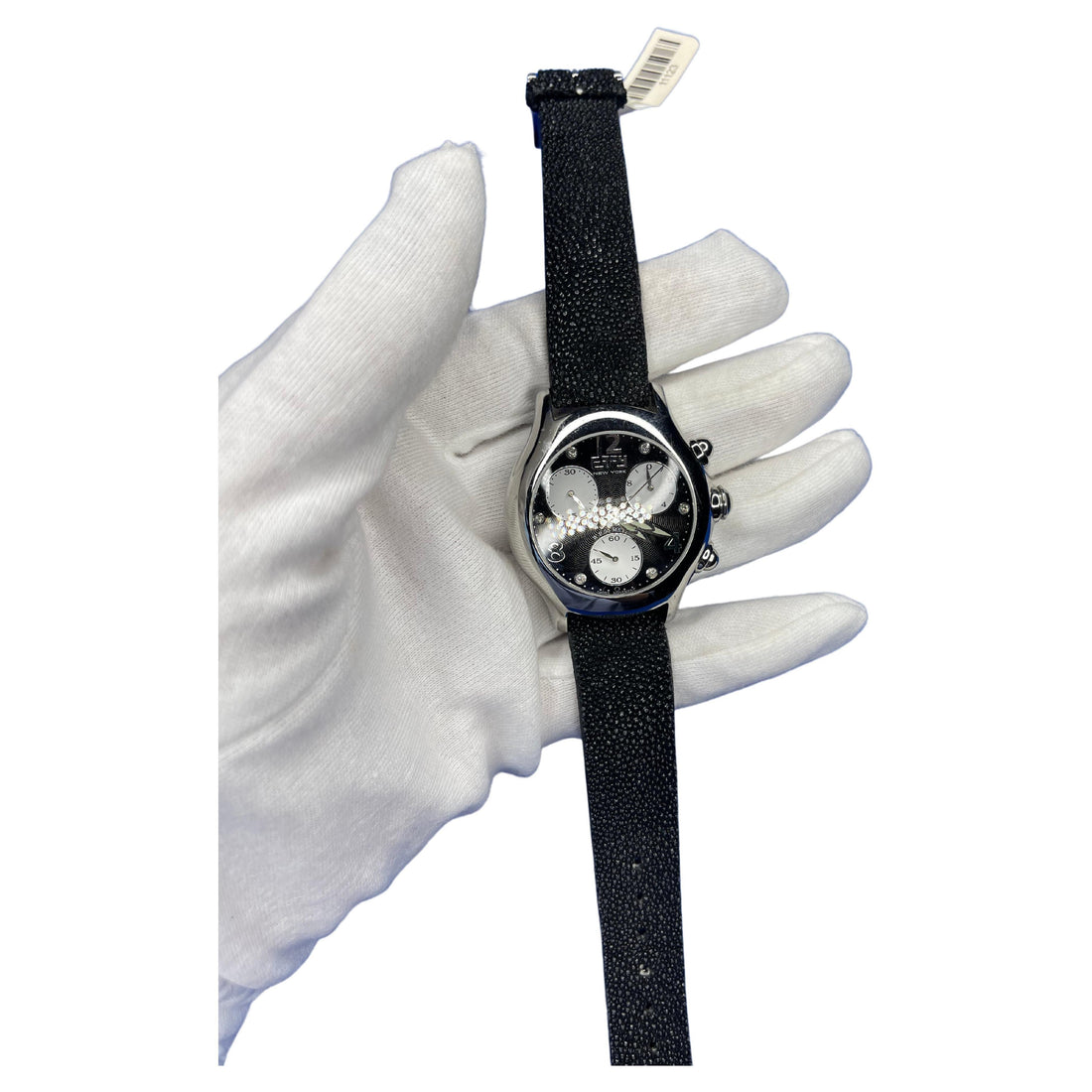 Diamonds Pave Dial Luxury Swiss Quartz Exotic Leather Band Watch