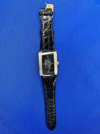 Diamonds Pave Dial Luxury Swiss Quartz Exotic Leather Band Watch