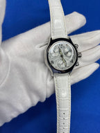 Diamonds Pave Dial Luxury Swiss Quartz Exotic Leather Band Watch