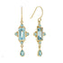 Blue Topaz Vintage Style 14K Yellow Gold Dangle Drop Earrings