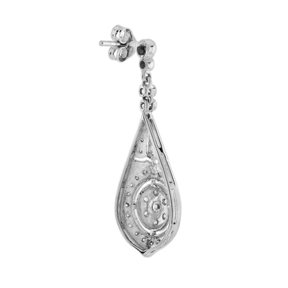 Diamond Vintage Inspired Style Art Deco Style Drop White Gold Earrings