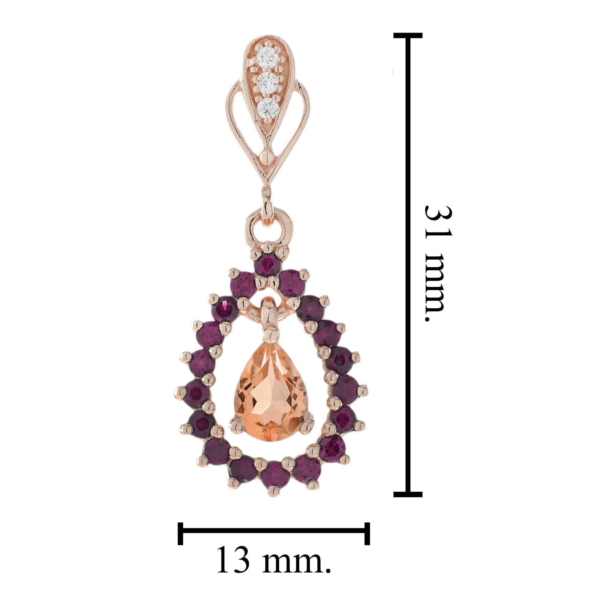 3.94 ctw Vintage Style Peach Orange Morganite, Ruby &amp; Diamond 14K Rose Gold Earrings
