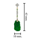 5.15 Ctw Vintage Style Jade Emerald Diamond 9K Yellow Gold Dangle Earrings