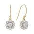 Diamond Floral Cluster Edwardian Style Drop 14K Yellow Gold Dangle Earrings