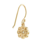 Diamond Floral Cluster Edwardian Style Drop 14K Yellow Gold Dangle Earrings