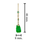 2.95 Ctw Vintage Style Carved Jade Emerald Pearl Drop 9K Yellow Gold Earrings