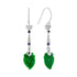 Peach Fruit Carved Jade Sapphire Diamond Vintage Style 9K White Gold Earrings