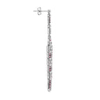 2.64 ctw Art Deco Vintage Inspired Style Ruby & Diamond Dangle Earrings 14K White Gold