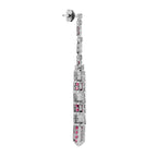 2.64 ctw Art Deco Vintage Inspired Style Ruby & Diamond Dangle Earrings 14K White Gold