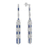Diamond & Blue Sapphire Art Deco Style Bar Drop White Gold Dangle Drop Earrings