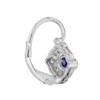 Blue Sapphire & Diamond Edwardian Vintage Style Target Drop White Gold Earrings