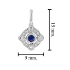 Blue Sapphire & Diamond Edwardian Vintage Style Target Drop White Gold Earrings
