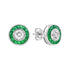 Diamond & Green Emerald Vintage Inspired Art Deco Style White Gold Stud Earrings