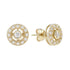 Diamond Double Round Target Halo Set Stud 14K Yellow Gold Earrings