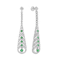 1.85 ctw Art Deco Style Green Emerald & Diamond 14K White Gold Earrings