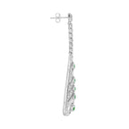 1.85 ctw Art Deco Style Green Emerald & Diamond 14K White Gold Earrings