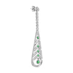 1.85 ctw Art Deco Style Green Emerald & Diamond 14K White Gold Earrings
