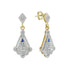 Diamond Art Deco Style Drop 14K Two Tone Gold Dangle Earrings