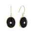 Art Deco Style Diamond & Black Onyx Oval Shape Drop 14K Yellow Gold Earrings