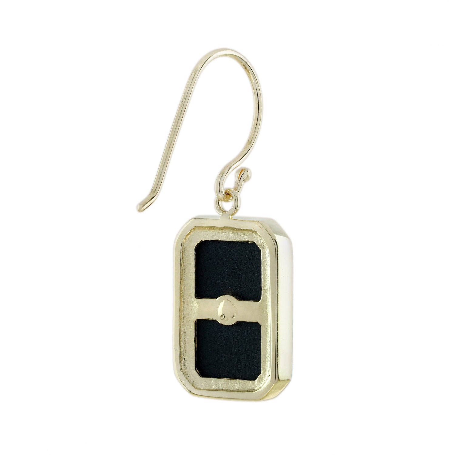 Diamond &amp; Black Onyx Art Deco Style Octagon Shaped Drop Yellow Gold Earrings