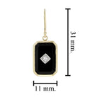 Diamond & Black Onyx Art Deco Style Octagon Shaped Drop Yellow Gold Earrings